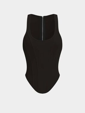 MICAS Black Zipper tie up corset waist tank top (NWT)